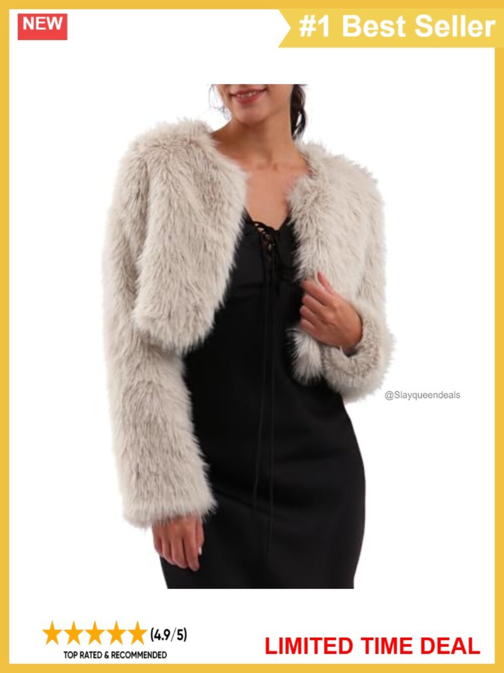 Faux Fur Cropped Coat Long Sleeve Open Front Jacket